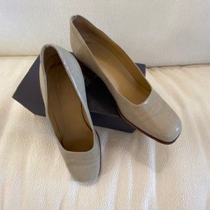 VTG JOAN & DAVID Taupe Leather Pumps with Stacked Heel-9.5 M